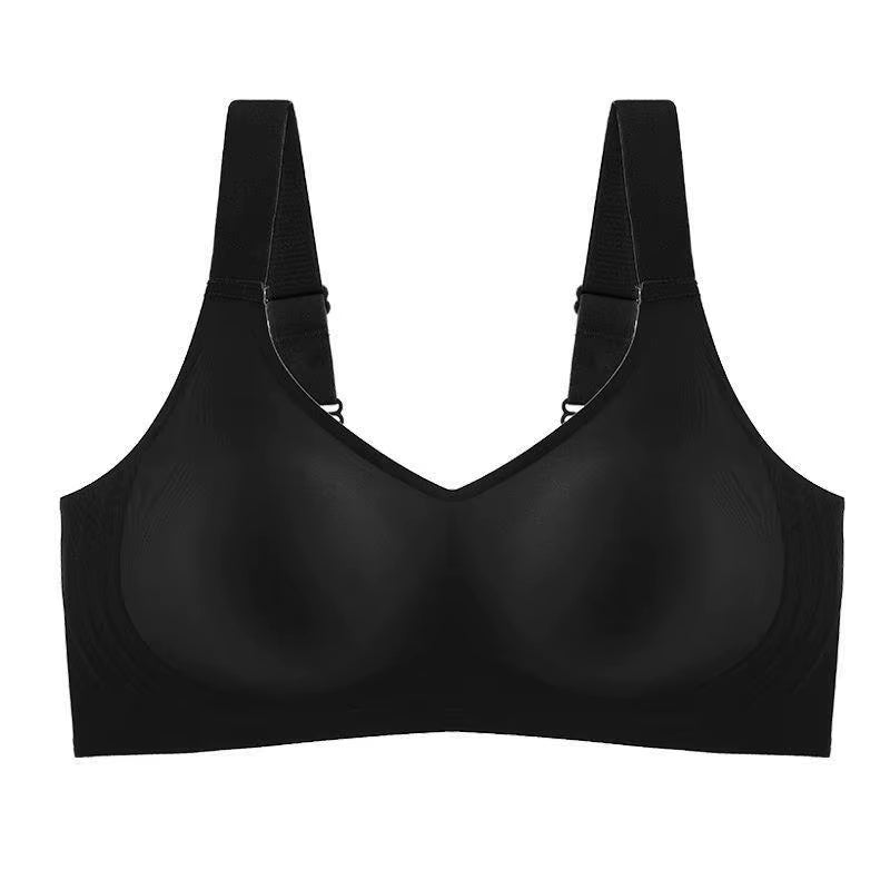 Large Size Thin Jelly Strip Anti-Sagging Adjustable Large Breasts Appear Smaller Seamless Underwear Women'S Rimless Bra